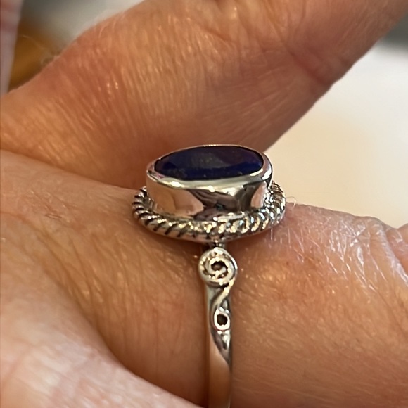 SS#14 Lapis Lazuli Solitaire Ring 💍 Handcrafted Solid Sterling Silver Sz 9NWOT - Picture 5 of 16